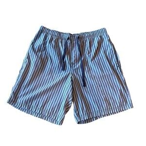 Merona Men's M Blue Striped Cotton Blend Sleep Lounge Shorts Woven Lightweight